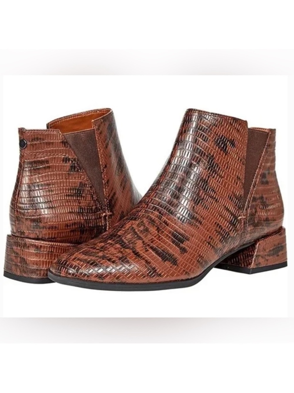 NIB-Franco Sarto NICO Deep Brown Block Heel Faux Pebbled Leather Ankle Boots 7M